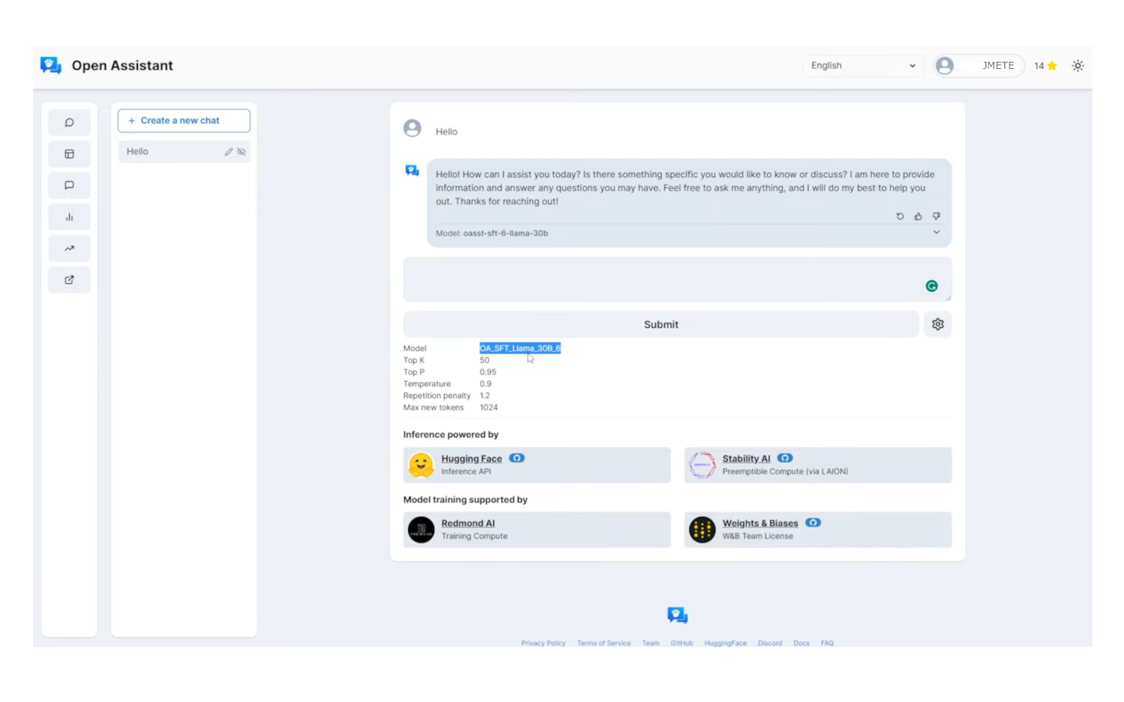 Open Assistant project preview